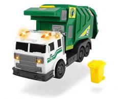 Dickie Toys City Cleaner Véhicule de Route, Nettoyage de Route, Voiture de Poubelle, Jouet Auto, Batterie Lift pour Poubelle, hayon Ouvrir, Fonction Bascule, Batterie Incluse Vert 39 cm