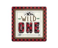 Amscan International 5421501 papier et plastique Vaisselle, Assiette SQ Ltl Lumberj 1st BD 18 cm