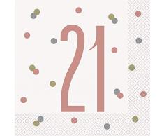 Unique Party- Serviettes de table en papier, 84881, Rose Gold