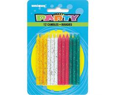 Unique Party - 1903M - Bougies dAnniversaire à Paillettes - Coloris Aléatoire