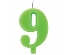 Givi Italia 50969 Chiffre Sparkling Bougies N9 Vert, 9.5 cm