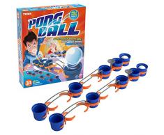TOMY-PONG BALL Niveau Intermédiaire 31 Pièces T73019, Jeu dAdresse avec 10 Gobelets Plastiques Bleus, Circuit de Balles avec Cascades et Ponts, 2 Joueurs+, Adapté aux Enfants et Adolescents de 6 ans+
