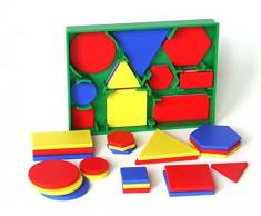 EDX Education 53863 Ensemble de Blocs de Bureau avec Attributs, Rouge, Vert, Bleu, Jaune - Version Anglaise