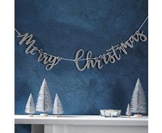 Ginger Ray SL-332 Guirlande de fanions en bois à paillettes Argenté