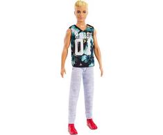 Barbie Fashionistas poupée mannequin #116 Ken avec débardeur Malibu tropical et jogging gris, jouet pour enfant, FXL63