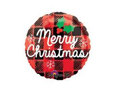 Amscan International 3398301 Merry Christmas Plaid Ballon en aluminium