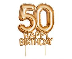 Neviti- Glitz & Glamour-Cake Topper-Gold-Age 50 Décoration pour gâteau, 773628