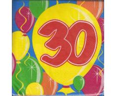Folat Lot de 20 Partyrama Lot de Serviettes de Table pour Anniversaire 30 Ans
