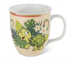 NICI 42945 Slippy Tasse en Porcelaine Motif Tortue Blanc 9,5 x 10 cm Capacité 400 ML 1 cm sous Les Bords.