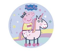 Dekora-160131 Decoration Gateau Anniversaire Peppa Pig Feuille Azyme-20 cm Diametre, 160131