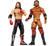 Wwe Coffret 2 Figurines Articulées Aj Styles & Jinder Mahal de 17 Cm en Tenue de Combat, Jouet pour Enfant, Gbn60