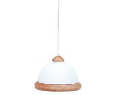 Rulke Rulke010567 Lampe à Suspension avec Edge en Bois et Plastique Blanc écran