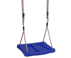 Ultrakidz Siège de balançoire rectangulaire avec des emplacements pour les pieds, balançoire pour se tenir debout, plateau de balançoire robuste en plastique, réglable en hauteur, bleu