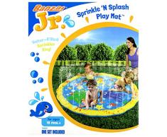 Banzai 14663 Jouet pour Le Jardin, diamètre : 147 cm, Piscine avec arroseur, pataugeoire, Toboggan, Sprinkle N Splash Play Mat