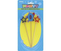 Unique Party - 34040 - Lot de 3 Bougies dAnniversaire de Numéro 0 - Étoilées