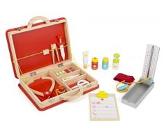 Small Foot 11160 Malette de docteur Premiers secours en bois, avec accessoires tels que stéthoscope, thermomètre clinique et seringue, à partir de 3 ans