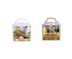 Sylvanian-Le bébé Chat et balançoire Double Families Mini-poupées et Accessoires, 5205, Multicolore & Mini Univers, 5198, valisette + bébé + couffin