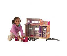 KidKraft 65948 Maison de poupées en bois Teeny House incluant accessoires et mobilier, 2 étages de jeu pour poupées 30 cm