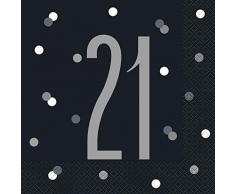 Unique Party- Serviettes de table en papier, 83544, Noir et argenté