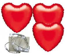 Karaloon F1004H-S Lot de 3 Ballons avec Guirlande Lumineuse LED Rouge 1 m