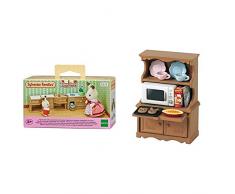 SYLVANIAN FAMILIES - 5222 - Cuisine Aménagée & 3561 - Ensemble Cuisine et Four - Mini-Poupée