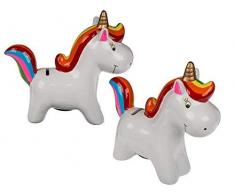 ootb 78/4138 Tirelire en céramique avec Serrure, Licorne, Blanc, env. 19 x 21 cm