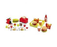 Écoiffier Jouets 2647 - Coffret Toaster Grand modèle + Petit déjeuner pour Enfants - 33 pièces & Jouets 957 - Plateau Hamburger 100 % Chef – Imitations daliments pour Enfants