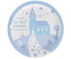 amscan 9901887 Communion Église Bleu Assiettes en Papier 23 cm