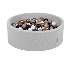KiddyMoon 90X30cm/200 Balles ∅ 7Cm Piscine À Balles pour Bébé Rond Fabriqué en UE, Gris Clair: Blanc-Gris-Noir-Or