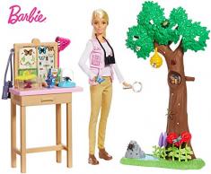 Barbie Métiers National Geographic Coffret Étude des Papillons, Poupée et Accessoires, Jouet pour Enfant, GDM49