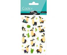 Maildor CY082C - Un sachet de gommettes 3D Cooky 1 planche 7,5x12cm, Lamas (21 stickers)