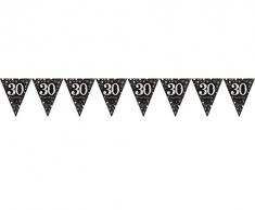 Amscan 9900567 Or Celebration 30 prismatique fanions danniversaire Inscription Happy Birthday, Noir/Or, 13 ft (4 m)