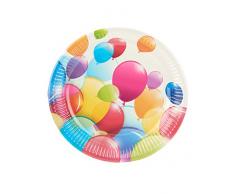 Procos PR80696 Lot de 10 assiettes en papier avec ballons multicolores