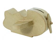 Décopatch AC450O - Un support en papier brun pulpé 15,5x12,5x8 cm, Tirelire avion