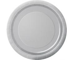 Unique Party - 3344 - Paquet de 8 Assiettes en Carton - 18 cm - Argent