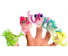 Mondial-fête- 5 Monstres marionnettes de Doigt PVC, 10099-5