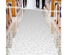 Folat Tapis Blanc avec cœur décoratif pour Mariage 450 x 60 cm