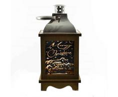 Gifts SHATCHI-1282 Lanterne de Noël en bois Blanc chaud Décorations de fête Marron