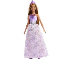 Barbie Dreamtopia poupée Princesse aux Cheveux Châtains, une Tenue Violette inspirée de Bijoux et un Diadème, jouet pour enfant, FXT15