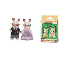Sylvanian-Les Grands-Parents Lapin Chocolat Families Mini-poupées et Figurines, 5190, Multicolore, Norme & Rabbit Twins Families Jumeaux de Lapin au Chocolat, 5080, Multicolore, Norme