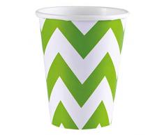 Amscan - 999500 - 8 Gobelets Chevrons - 266 ml - Vert Kiwi
