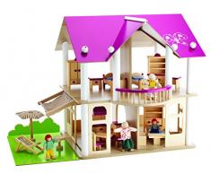 Eichhorn - 100002513 - Jeu Construction Bois - Maison de Poupée avec Meubles et Figurines - 75 Blocs Bois
