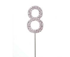 Gifts SHATCHI-800 Décoration de gâteau numéro 8 Argenté scintillant pour anniversaire de mariage