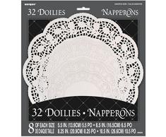 Unique Party Lot de 32 napperons Assortis en Papier Blanc