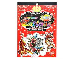 Gifts Shatchi-1009 Lot de 4 autocollants pour sac de fête Motif tatouages Rouge