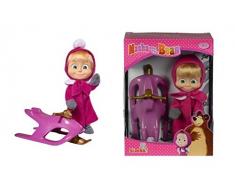 Simba - 109301681 - Masha et Michka - Poupée Hiver + Manteau et Luge - 12 cm
