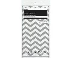 Unique Party - 50374 - Nappe - Plastique - Motif Chevron - 2,74 x 1,37 m - Argent