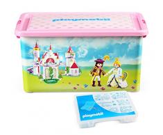 Playmobil- Grande Rangement 23 L Princesses + Boîte compartimentée, 064662, 45,5 x 32 x 22 cm