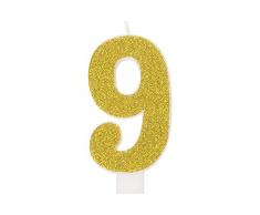 Unique Party 19969 Bougie danniversaire à paillettes Numéro 9