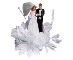 TIB-Heyne Décoration de gâteau Mariés avec Fleurs 11,5 Cm